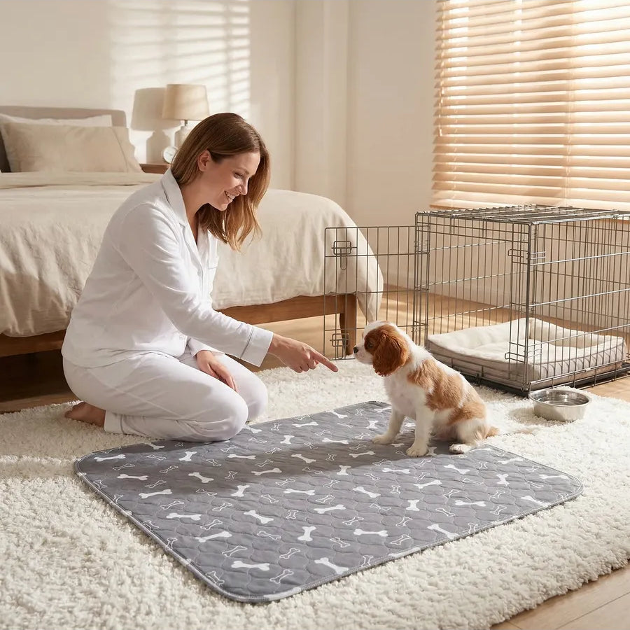 Dog using Puppwell pad instantly